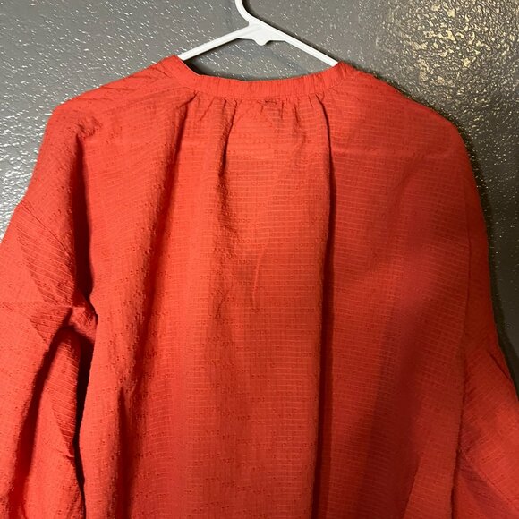Universal Thread Rust Textured Peasant Blouse M Button Front - Picture 7 of 9